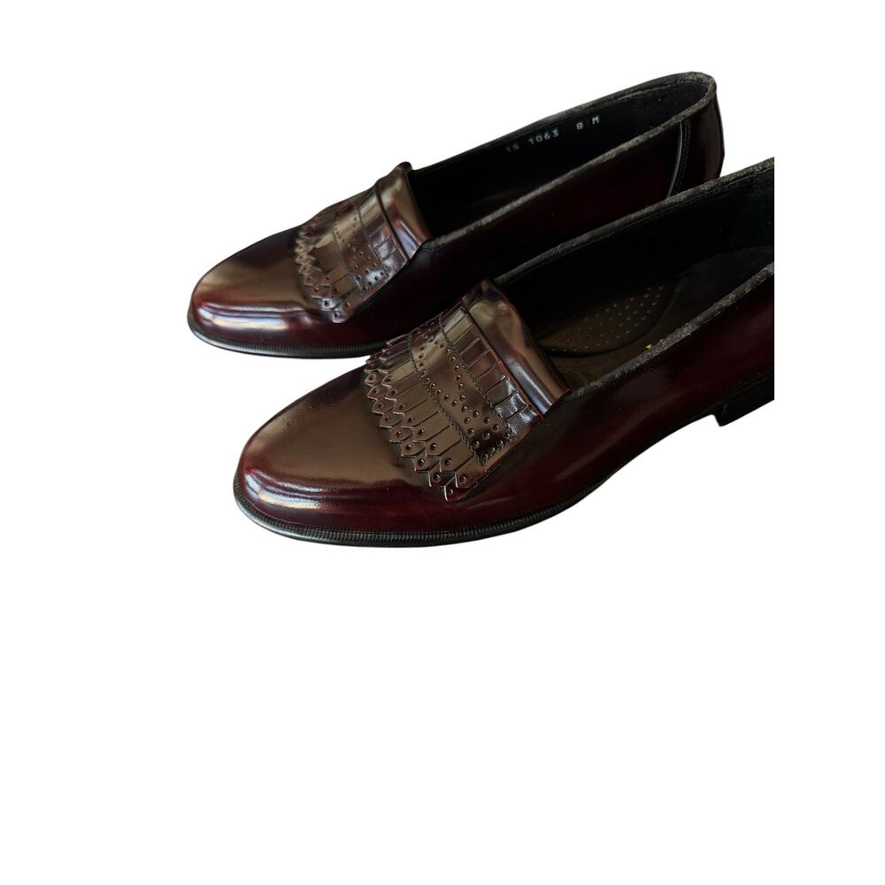 Johnston & Murphy Mens Loafers 8.5 Burgundy Leather Kiltie Dress Shoes Italy